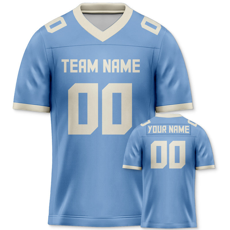 Custom Light Blue Cream Mesh Authentic Football Jersey