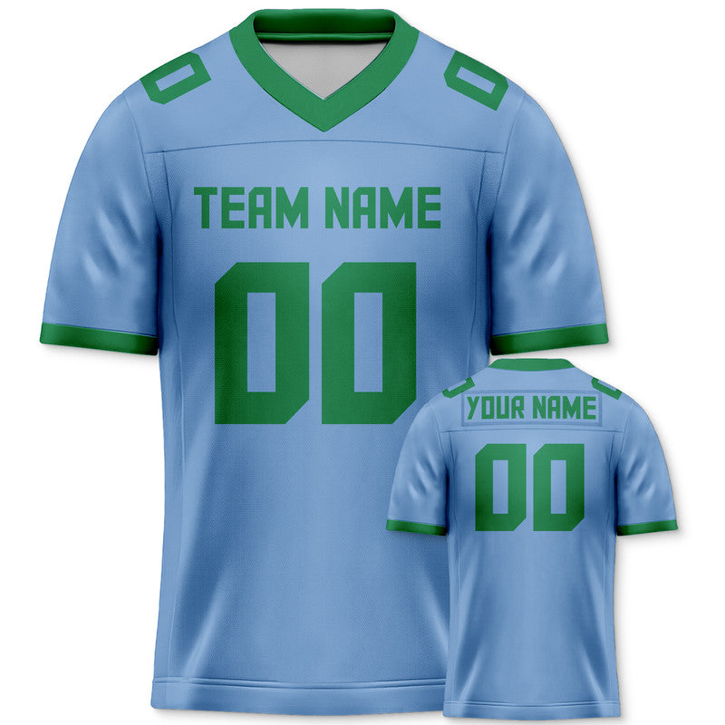 Custom Light Blue Green Mesh Authentic Football Jersey