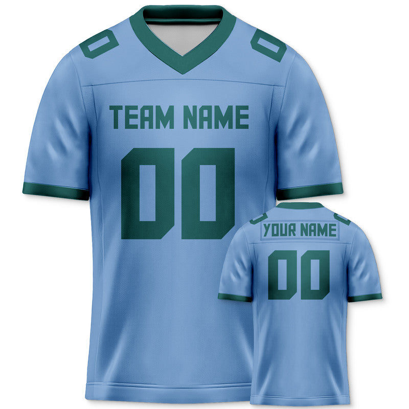 Custom Light Blue Kelly Green Mesh Authentic Football Jersey