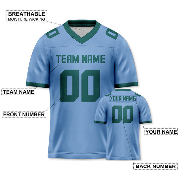 Custom Light Blue Kelly Green Mesh Authentic Football Jersey