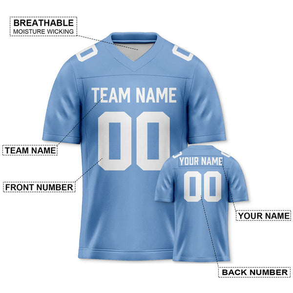 Custom Light Blue White Authentic Football Jersey