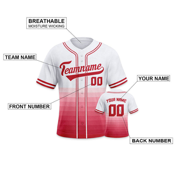 Custom White Red Creative  Cool Concept Authentic Baseball Jersey3