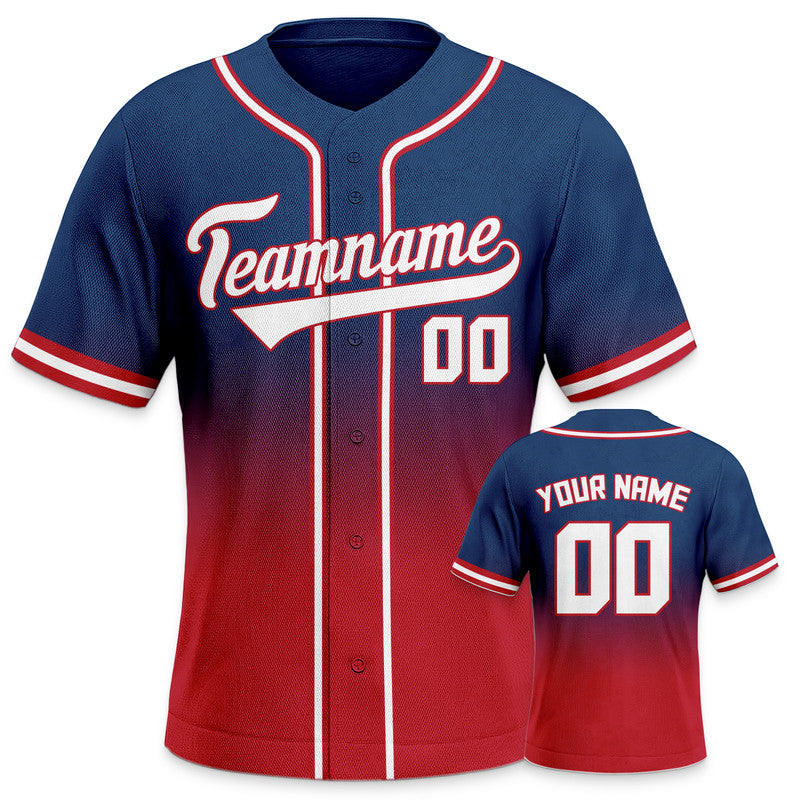 Custom Royal Red-White Authentic Fade Fashion Baseball Jersey4