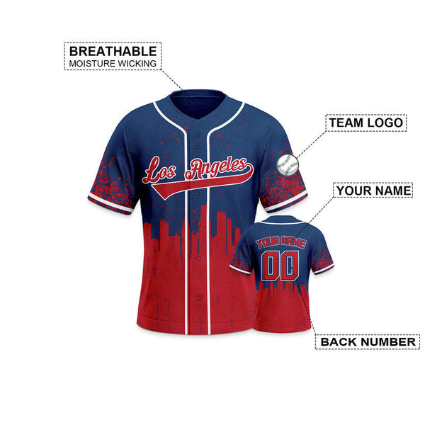 Custom 3D Graffiti Navy Red-White Authentic Baseball Silhouette Jersey