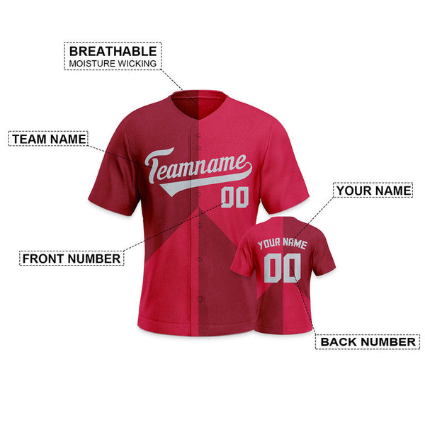 Custom Red Gray Creative  Cool Concept Authentic Baseball Jersey