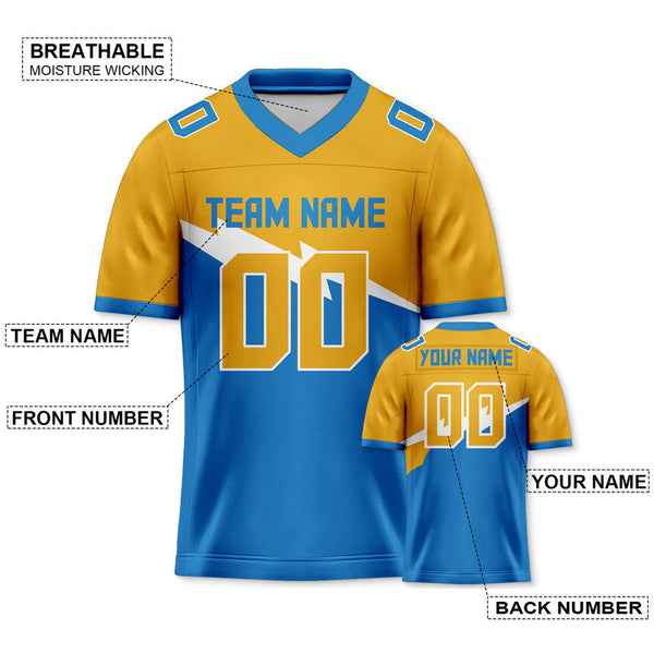 Custom Gold Powder Blue Concept Version Authentic Football Jersey