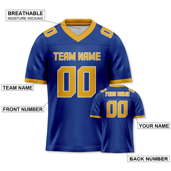 Custom Royal Gold Mesh Authentic Football Jersey