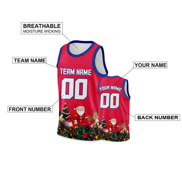 Christmas Day Custom Red White-Royal Santa Claus Authentic Basketball Jersey