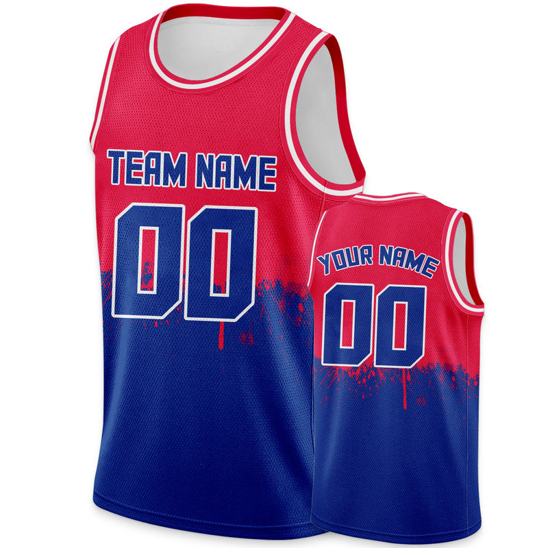 Custom Red Royal-White Authentic Spilt Fashion Basketball Jersey