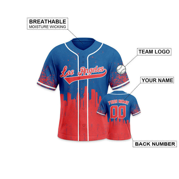 Custom 3D Graffiti Powder Blue Red-White Authentic Baseball Silhouette Jersey