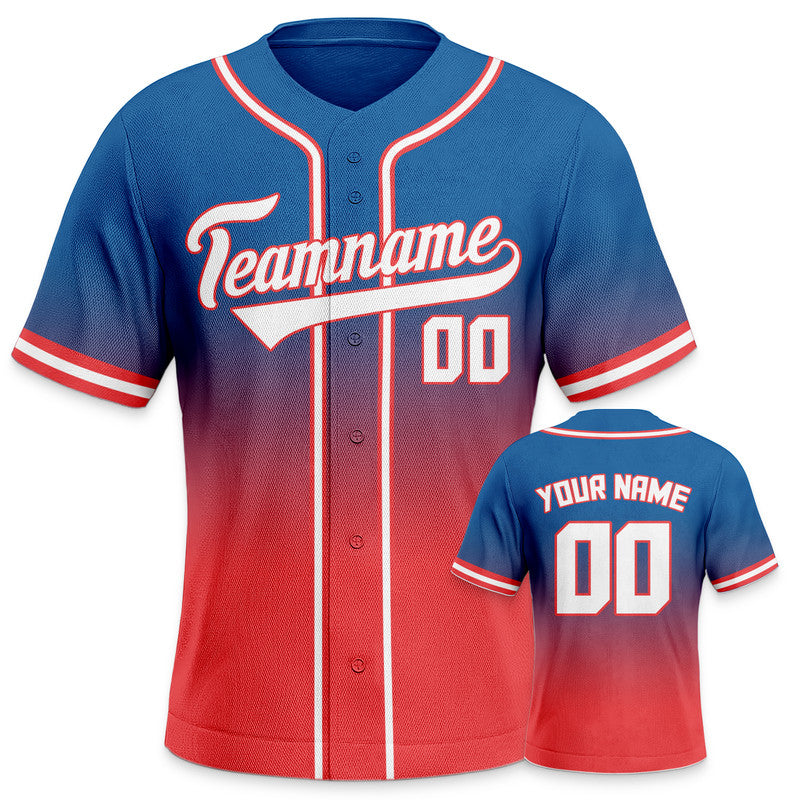 Custom Royal Red-White Authentic Fade Fashion Baseball Jersey3