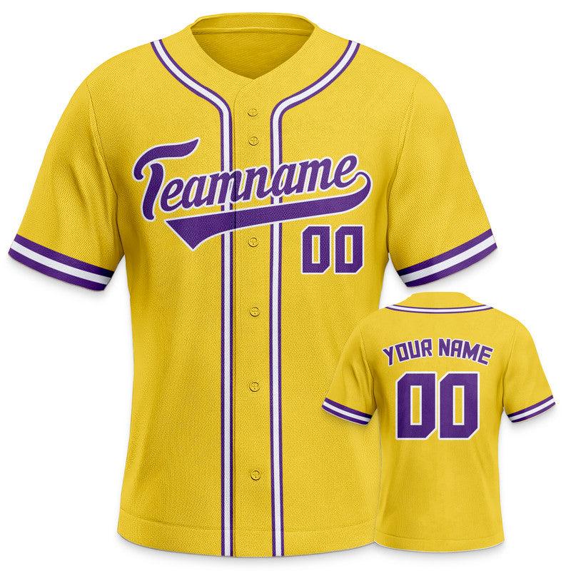 Custom Gold Purple-White Authentic Baseball Jersey