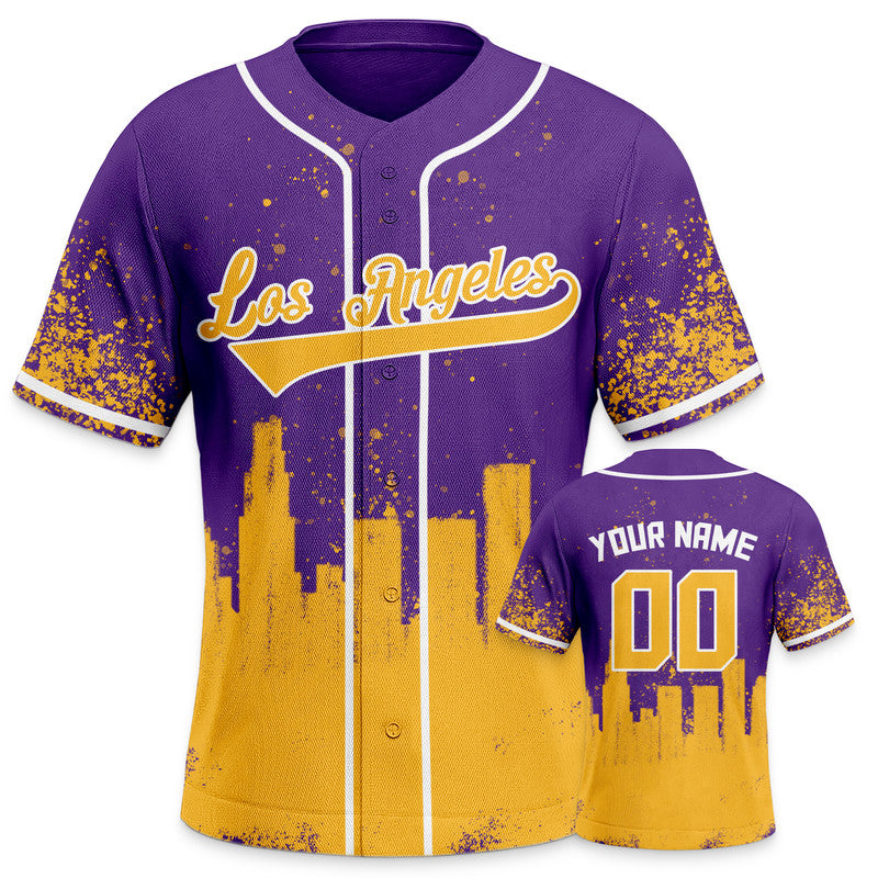 Custom 3D Graffiti Purple Gold-White Authentic Baseball Silhouette Jersey