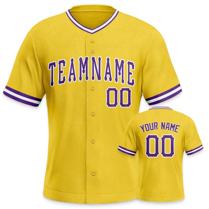 Custom Gold Purple-White Authentic Baseball Jersey-1