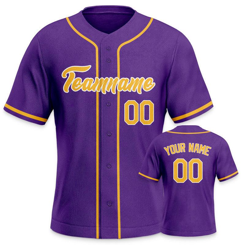 Custom Purple Gold-White Authentic Baseball Jersey-3