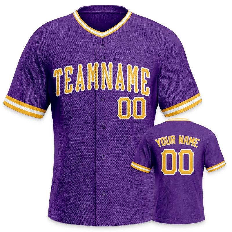 Custom Purple Gold-White Authentic Baseball Jersey-1