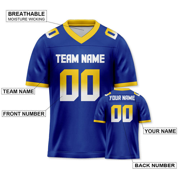 Custom Royal Gold-White Mesh Authentic Football Jersey