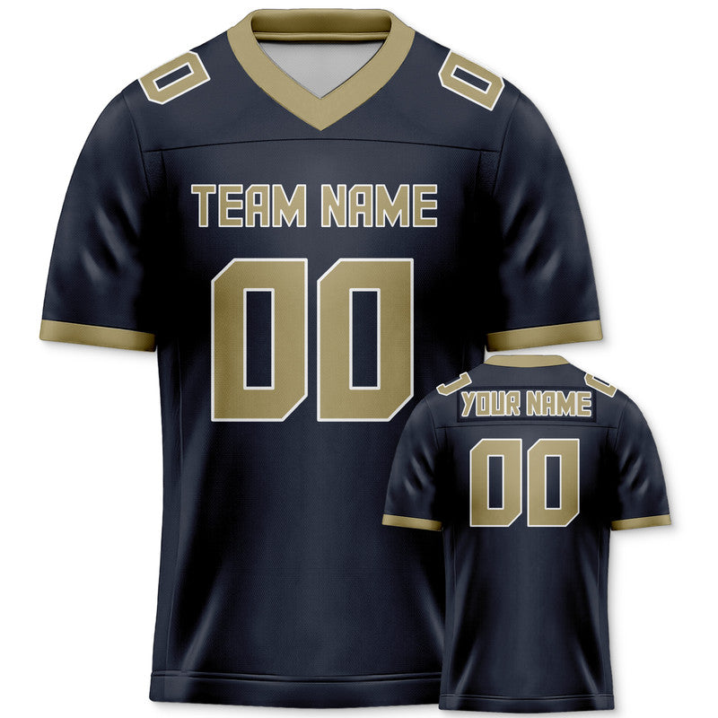 Custom Navy Old Gold Mesh Authentic Football Jersey