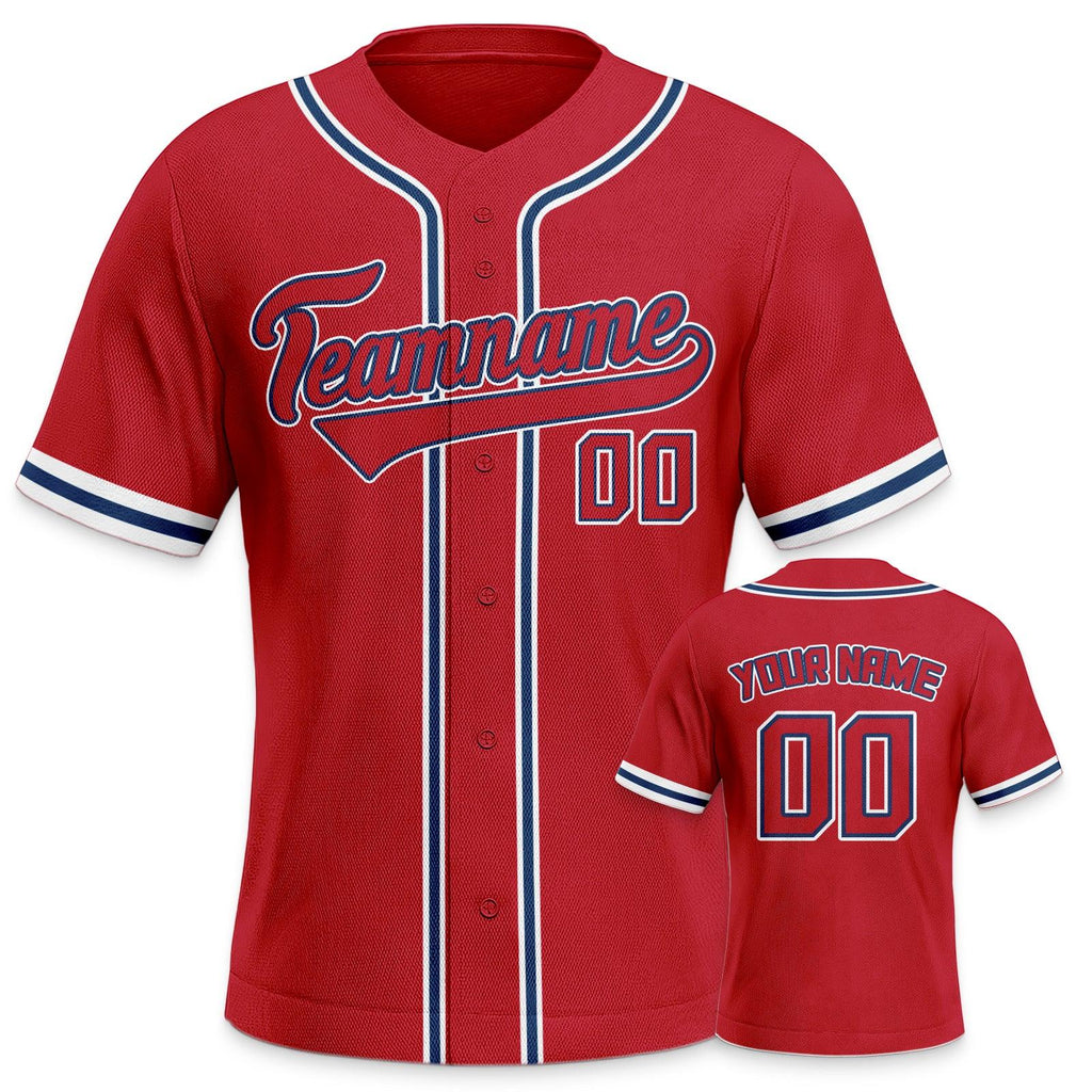 Custom Red Red-Navy Authentic Classic Baseball Jersey