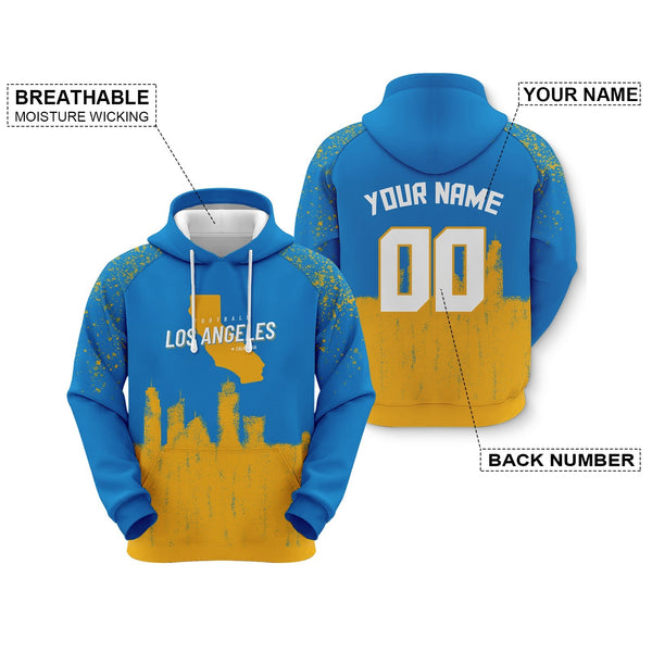 Custom Sports Pullover Sweatshirt Football Graffiti City Map Los Angeles Fashion Hoodie