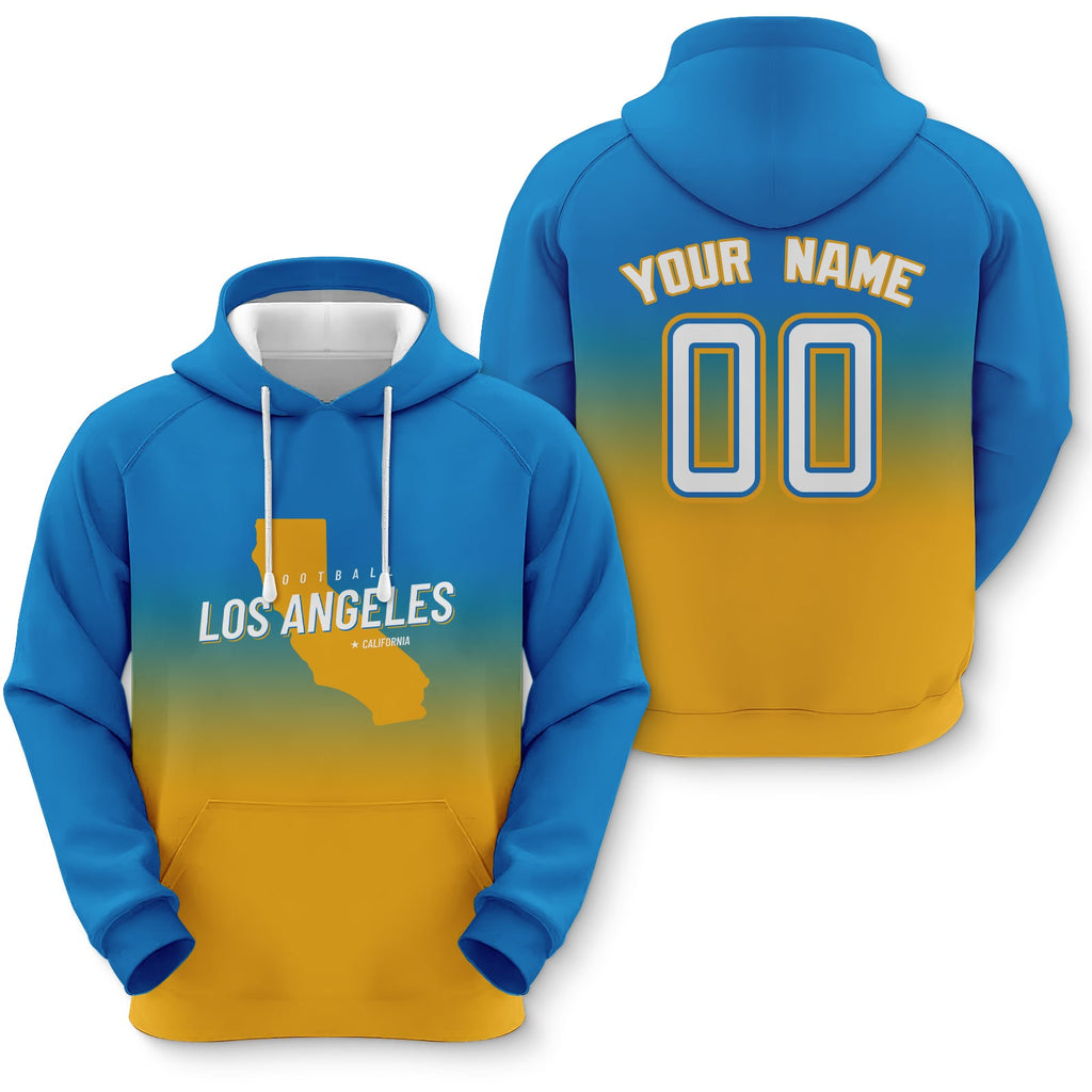 Custom Sports Pullover Sweatshirt City Los Angeles Map Split Fashion Football Hoodie