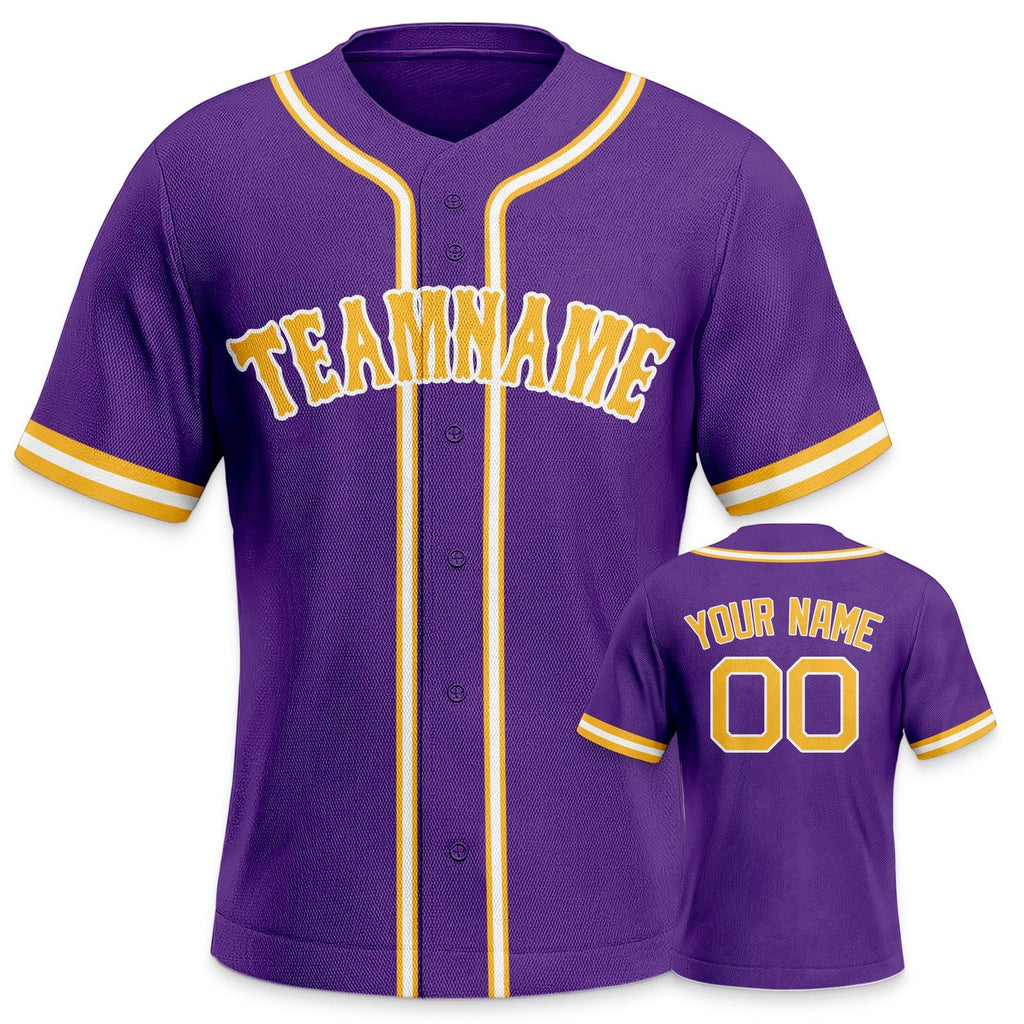 Custom Purple Gold-White Authentic Baseball Jersey-2