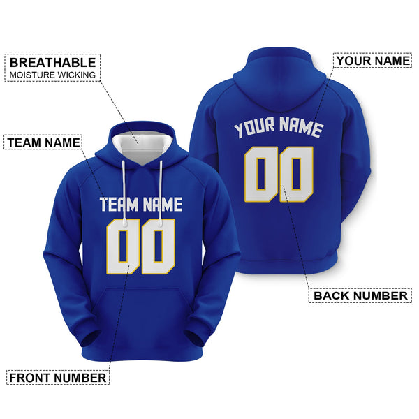 Custom Royal White-Gold  Sports Pullover Sweatshirt  Football Hoodie