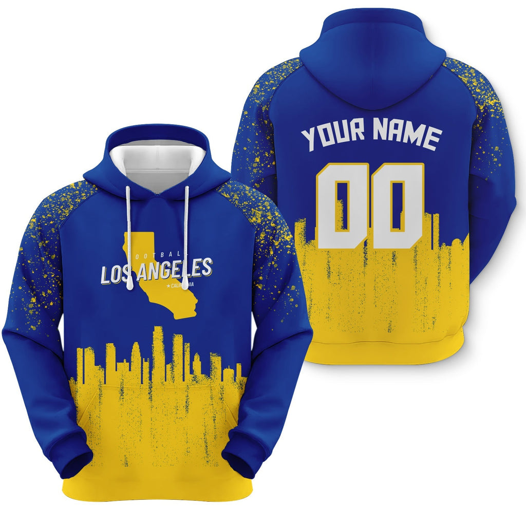 Custom Sports Pullover Sweatshirt Football Graffiti City Map Los Angeles Fashion Hoodie1