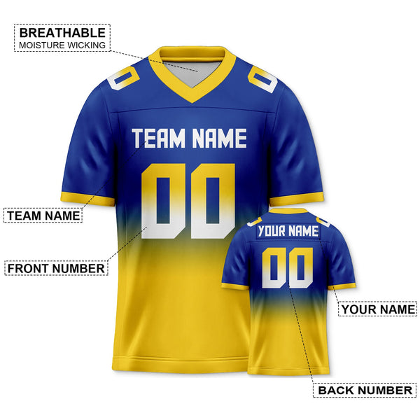 Custom Royal Gold-White Authentic Split Fashion Football Jersey