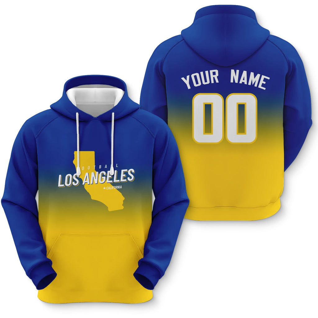 Custom Sports Pullover Sweatshirt City Los Angeles Map Split Fashion Football Hoodie