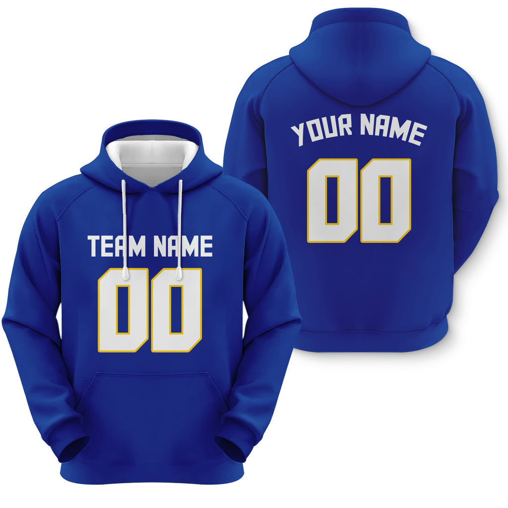 Custom Royal White-Gold  Sports Pullover Sweatshirt  Football Hoodie