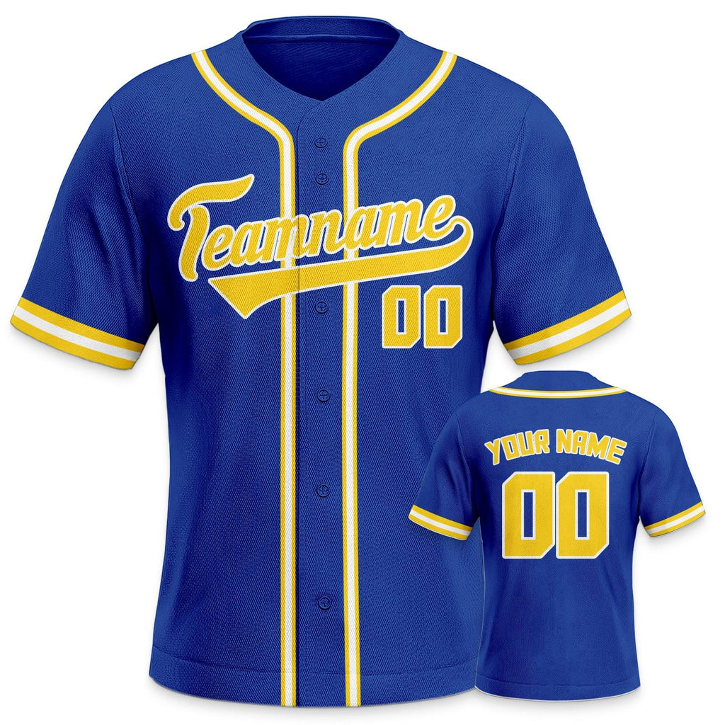 Custom Royal Gold-White Authentic Classic Baseball Jersey