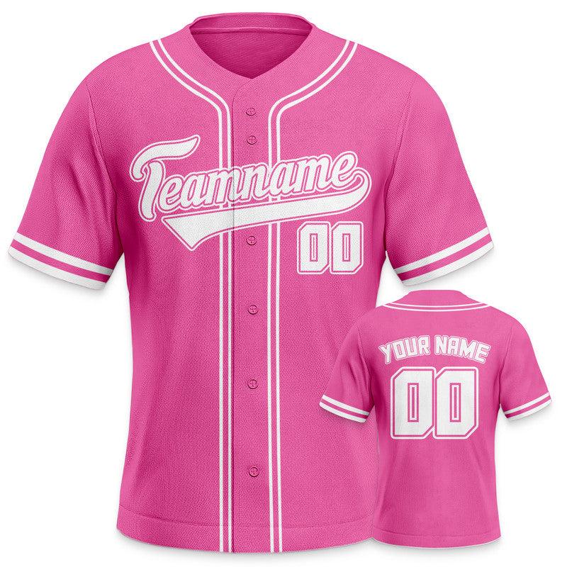 Custom Pink-White Authentic Baseball Jersey