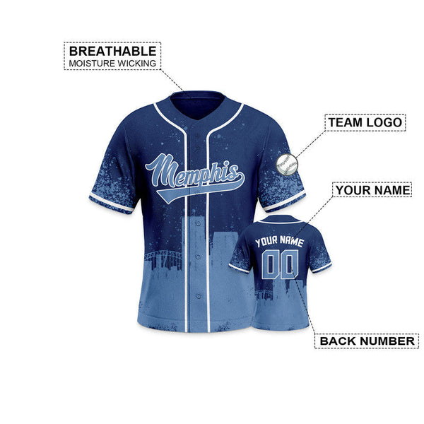 Custom 3D Graffiti Navy Lihgt Blue-White Authentic Baseball Silhouette Jersey