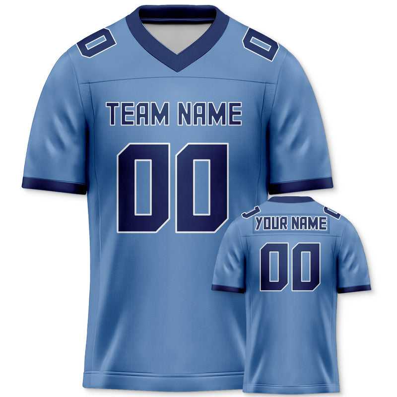 Custom Powder Blue Navy Mesh Authentic Football Jersey