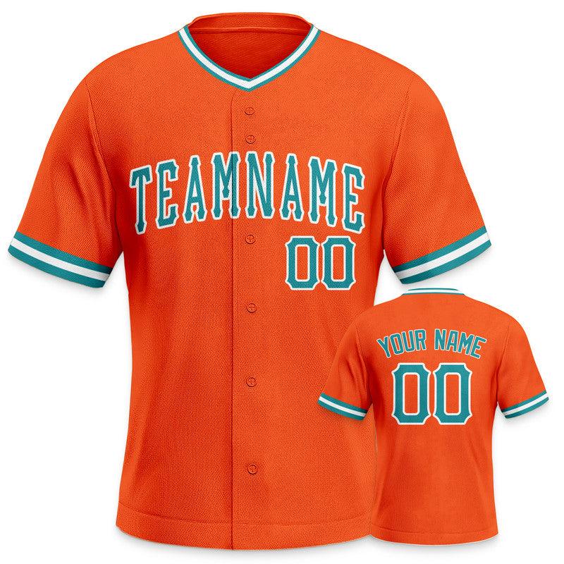 Custom Orange Aqua-White Authentic Baseball Jersey-1