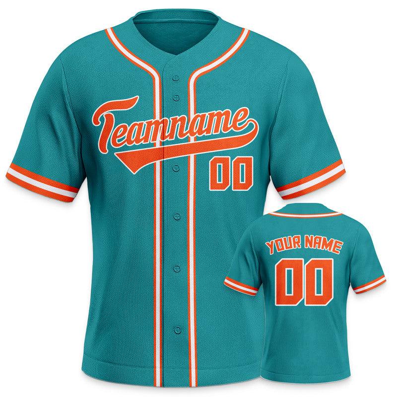 Custom Aqua Orange-White Authentic Baseball Jersey