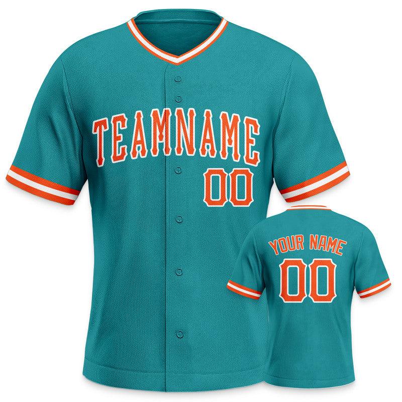 Custom Aqua Orange-White Authentic Baseball Jersey-1