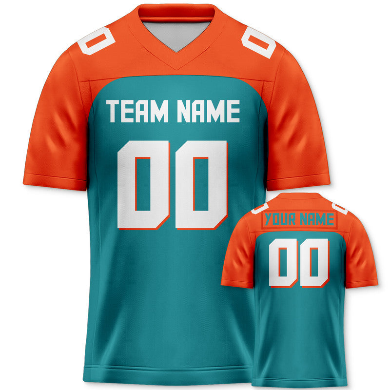 Custom Aqua Orange-White Concept Version Authentic Football Jersey