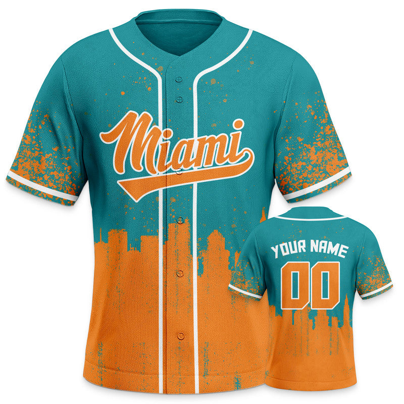 Custom 3D Graffiti Aqua Orange-White Authentic Baseball Silhouette Jersey