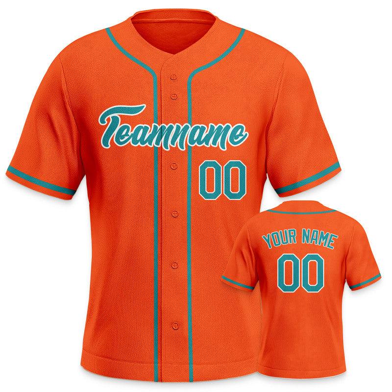 Custom Orange Aqua-White Authentic Baseball Jersey-3