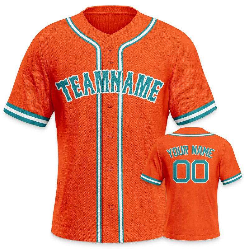 Custom Orange Aqua-White Authentic Baseball Jersey-2