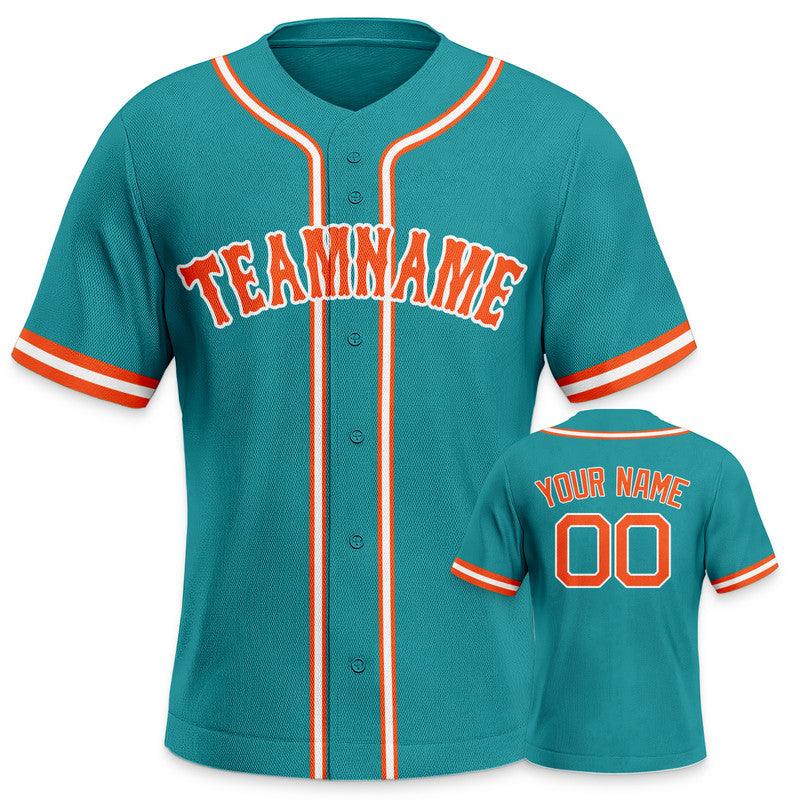 Custom Aqua Orange-White Authentic Baseball Jersey-2