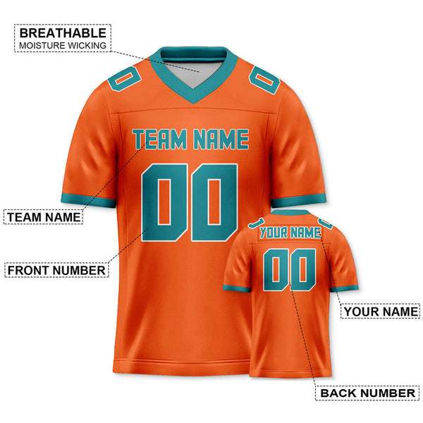 Custom Orange Aqua Mesh Authentic Football Jersey