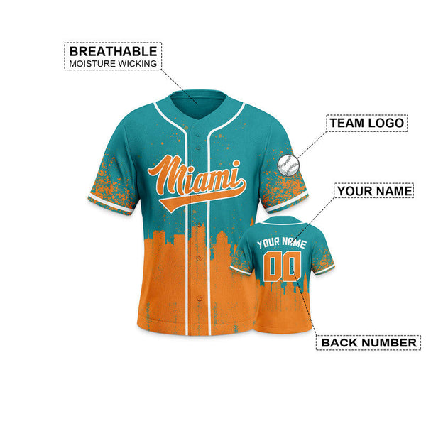 Custom 3D Graffiti Aqua Orange-White Authentic Baseball Silhouette Jersey