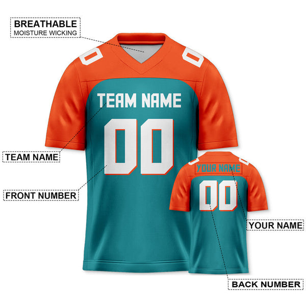 Custom Aqua Orange-White Concept Version Authentic Football Jersey