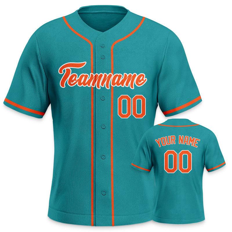 Custom Aqua Orange-White Authentic Baseball Jersey-3