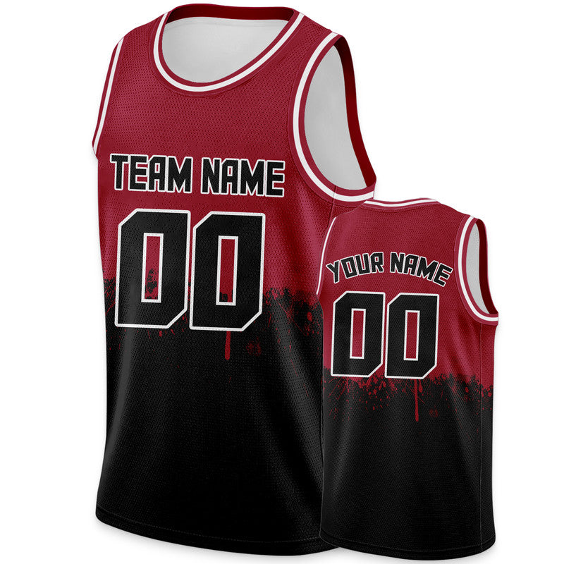 Custom Red Black-White Authentic Spilt Fashion Basketball Jersey2