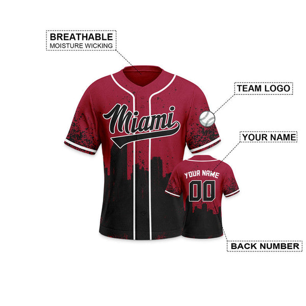 Custom 3D Graffiti Red Black-White Authentic Baseball Silhouette Jersey