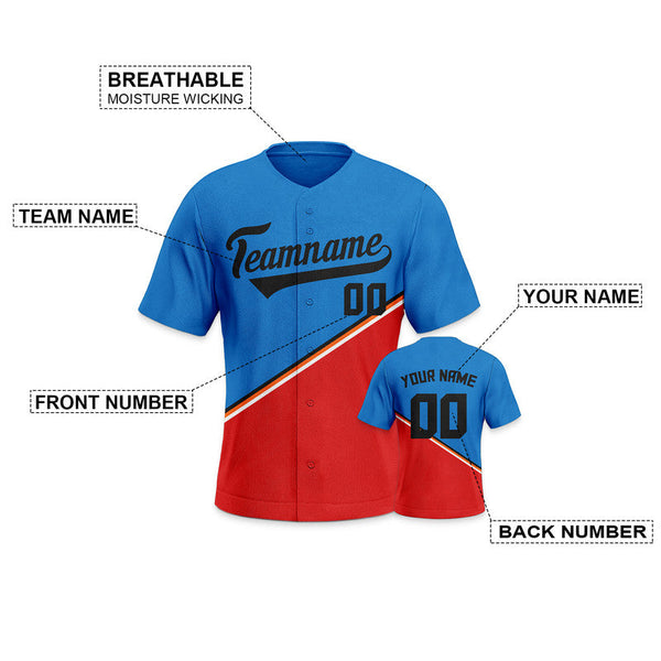 Custom Powder Blue Red-Black Creative  Cool Concept Authentic Baseball Jersey